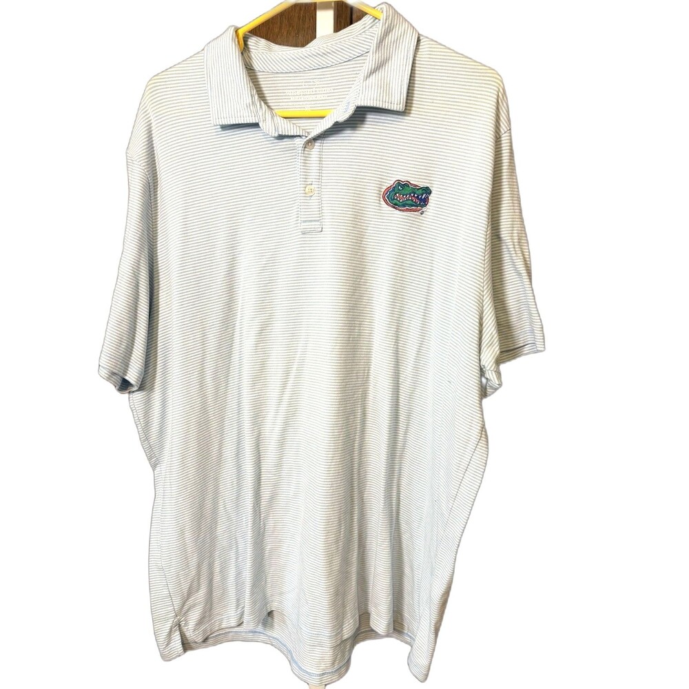 Vineyard Vines Men's XL Edgartown Polo Blue Striped Pima Blend Florida Gators
